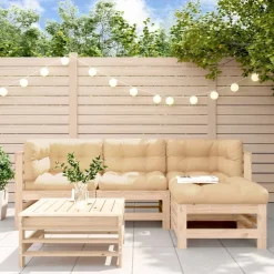 MAISON EXCLUSIVE - Salon de jardin 5 pcs avec coussins bois massif
