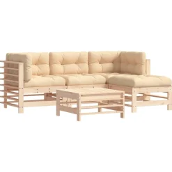 MAISON EXCLUSIVE - Salon de jardin 5 pcs avec coussins bois massif