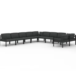 MAISON EXCLUSIVE - Salon de jardin 10 pcs avec coussins aluminium anthracite