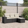 MAISON EXCLUSIVE - Salon de jardin 4 pcs avec coussins noir résine tressée