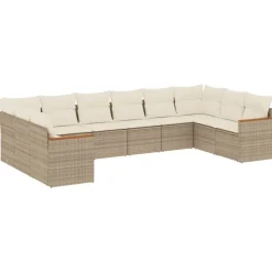 MAISON EXCLUSIVE - Salon de jardin avec coussins 10 pcs beige résine tressée