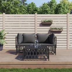 MAISON EXCLUSIVE - Salon de jardin avec coussins 3 pcs anthracite acier