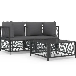 MAISON EXCLUSIVE - Salon de jardin avec coussins 3 pcs anthracite acier