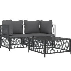 MAISON EXCLUSIVE - Salon de jardin avec coussins 3 pcs anthracite acier
