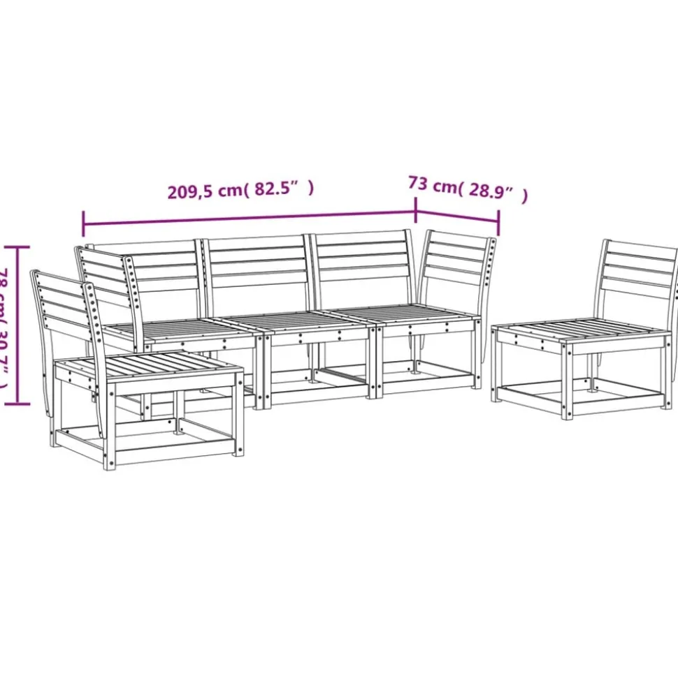 MAISON EXCLUSIVE - Salon de jardin 5 pcs bois de pin massif