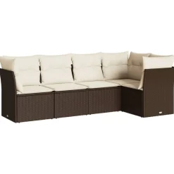 MAISON EXCLUSIVE - Salon de jardin avec coussins 5 pcs marron résine tressée