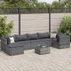 MAISON EXCLUSIVE - Salon de jardin 8 pcs avec coussins gris résine tressée