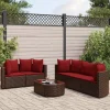MAISON EXCLUSIVE - Salon de jardin avec coussins 6 pcs marron résine tressée