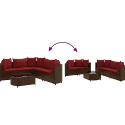 MAISON EXCLUSIVE - Salon de jardin avec coussins 6 pcs marron résine tressée