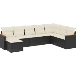 MAISON EXCLUSIVE - Salon de jardin 8 pcs avec coussins noir résine tressée