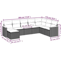 MAISON EXCLUSIVE - Salon de jardin 8 pcs avec coussins noir résine tressée