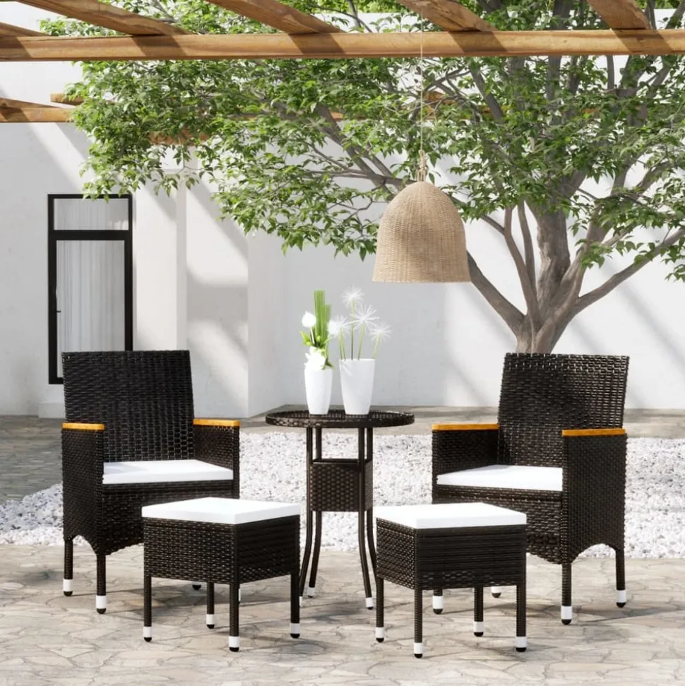 MAISON EXCLUSIVE - Salon de jardin 5 pcs résine tressée noir