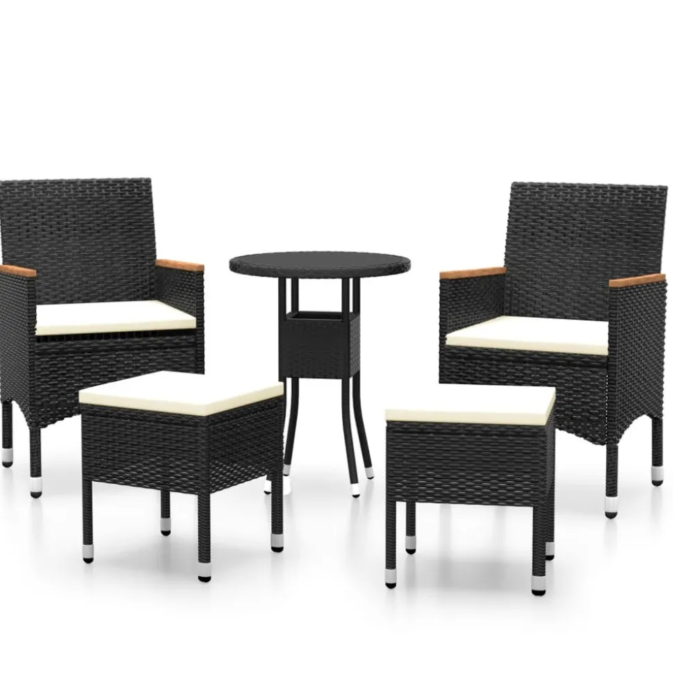 MAISON EXCLUSIVE - Salon de jardin 5 pcs résine tressée noir