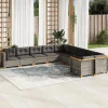MAISON EXCLUSIVE - Salon de jardin avec coussins 10 pcs gris résine tressée