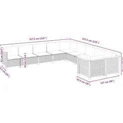MAISON EXCLUSIVE - Salon de jardin avec coussins 10 pcs gris résine tressée