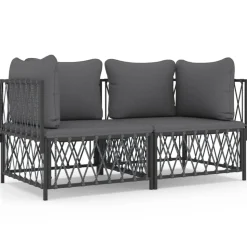 MAISON EXCLUSIVE - Salon de jardin avec coussins 2 pcs anthracite acier