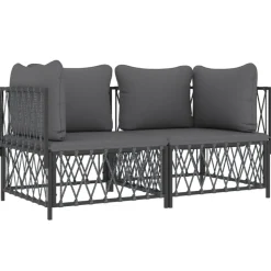 MAISON EXCLUSIVE - Salon de jardin avec coussins 2 pcs anthracite acier