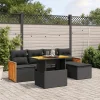 MAISON EXCLUSIVE - Salon de jardin 6 pcs avec coussins noir résine tressée