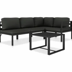 MAISON EXCLUSIVE - Salon de jardin 5 pcs avec coussins aluminium anthracite