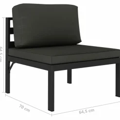 MAISON EXCLUSIVE - Salon de jardin 5 pcs avec coussins aluminium anthracite