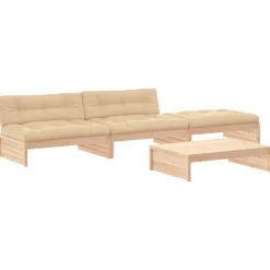 MAISON EXCLUSIVE - Salon de jardin 4 pcs avec coussins bois massif