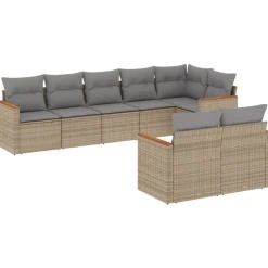 MAISON EXCLUSIVE - Salon de jardin avec coussins 8pcs mélange beige résine tressée