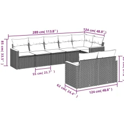 MAISON EXCLUSIVE - Salon de jardin avec coussins 8pcs mélange beige résine tressée