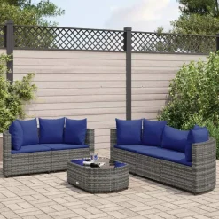 MAISON EXCLUSIVE - Salon de jardin 6 pcs avec coussins gris résine tressée