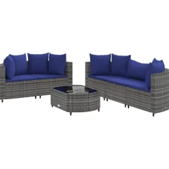 MAISON EXCLUSIVE - Salon de jardin 6 pcs avec coussins gris résine tressée