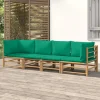 MAISON EXCLUSIVE - Salon de jardin 4 pcs avec coussins vert bambou