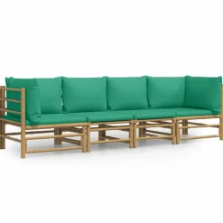 MAISON EXCLUSIVE - Salon de jardin 4 pcs avec coussins vert bambou