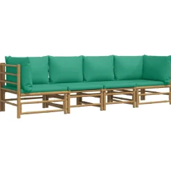 MAISON EXCLUSIVE - Salon de jardin 4 pcs avec coussins vert bambou