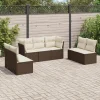 MAISON EXCLUSIVE - Salon de jardin avec coussins 7 pcs marron résine tressée