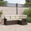 MAISON EXCLUSIVE - Salon de jardin 4 pcs avec coussins marron résine tressée
