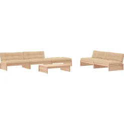 MAISON EXCLUSIVE - Salon de jardin 6 pcs avec coussins bois massif