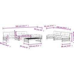 MAISON EXCLUSIVE - Salon de jardin 6 pcs avec coussins bois massif