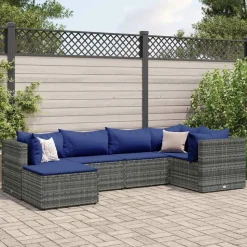 MAISON EXCLUSIVE - Salon de jardin 6 pcs avec coussins gris résine tressée