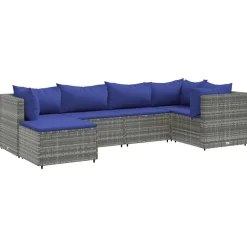 MAISON EXCLUSIVE - Salon de jardin 6 pcs avec coussins gris résine tressée