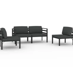 MAISON EXCLUSIVE - Salon de jardin 4 pcs avec coussins aluminium anthracite