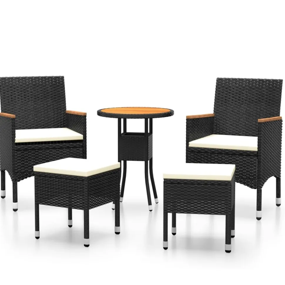 MAISON EXCLUSIVE - Salon de jardin 5 pcs résine tressée noir