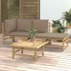 MAISON EXCLUSIVE - Salon de jardin 4 pcs avec coussins taupe bambou