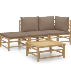 MAISON EXCLUSIVE - Salon de jardin 4 pcs avec coussins taupe bambou