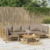 MAISON EXCLUSIVE - Salon de jardin 7 pcs avec coussins taupe bambou
