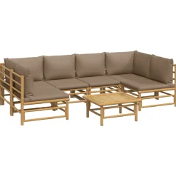 MAISON EXCLUSIVE - Salon de jardin 7 pcs avec coussins taupe bambou