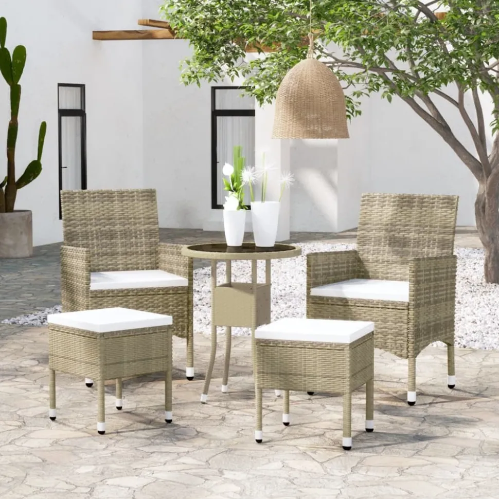 MAISON EXCLUSIVE - Salon de jardin 5 pcs résine tressée beige