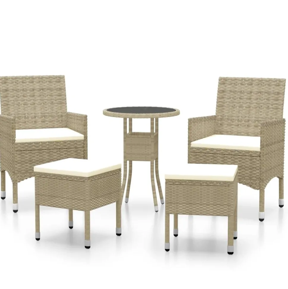 MAISON EXCLUSIVE - Salon de jardin 5 pcs résine tressée beige
