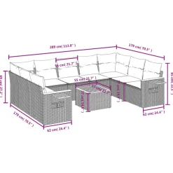 MAISON EXCLUSIVE - Salon de jardin avec coussins 10 pcs gris résine tressée