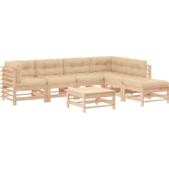 MAISON EXCLUSIVE - Salon de jardin 7 pcs avec coussins bois massif