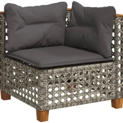 MAISON EXCLUSIVE - Salon de jardin avec coussins 7 pcs gris résine tressée