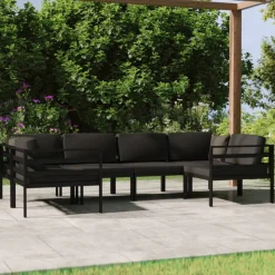 MAISON EXCLUSIVE - Salon de jardin 6 pcs avec coussins aluminium anthracite